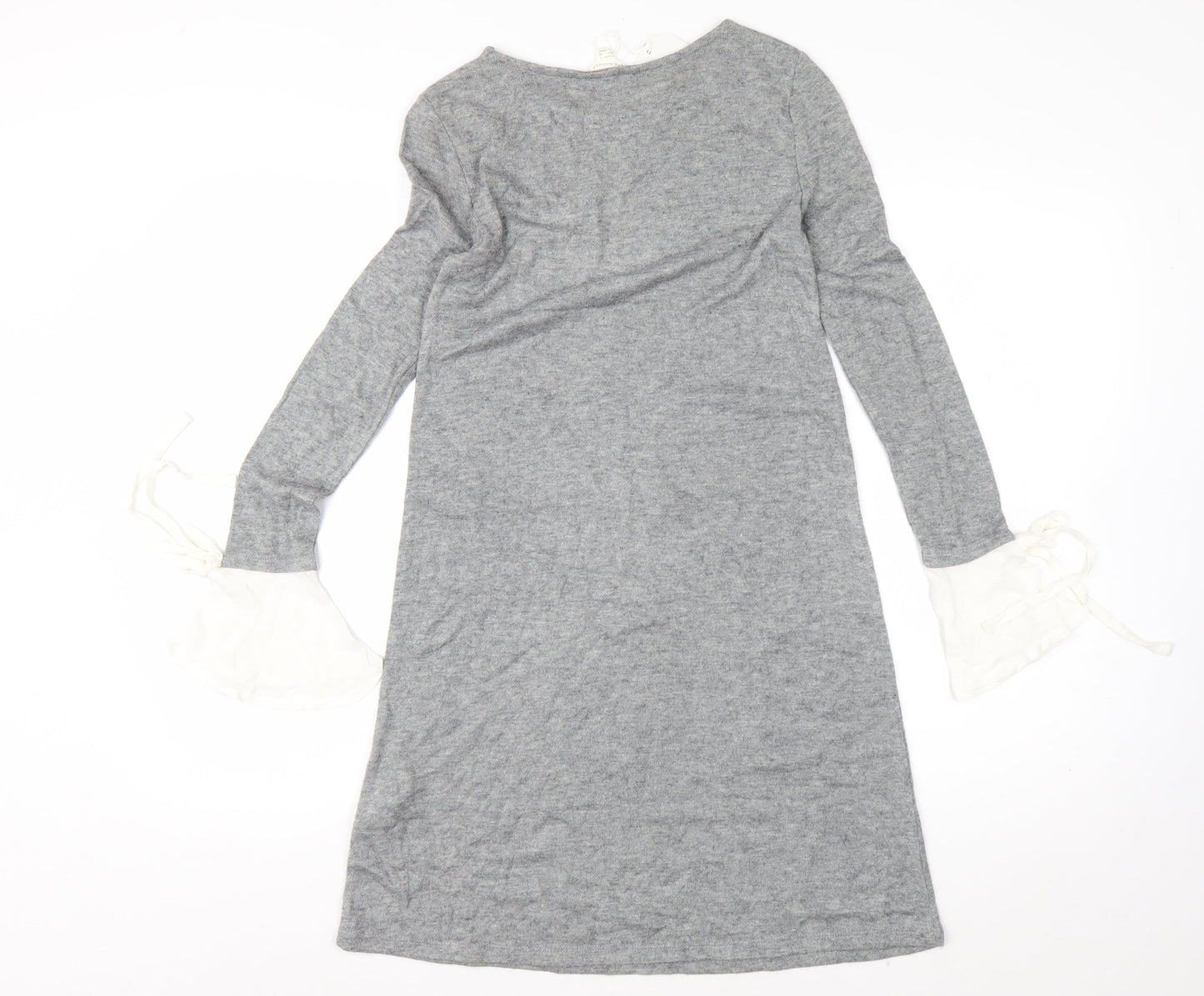 Springfield Womens Grey Beaded Bell Sleeve Tunic Jumper Size 8