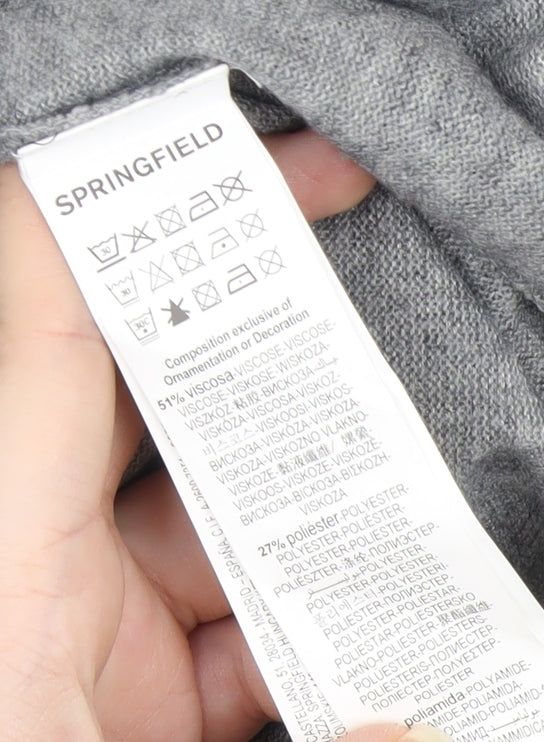Springfield Womens Grey Beaded Bell Sleeve Tunic Jumper Size 8