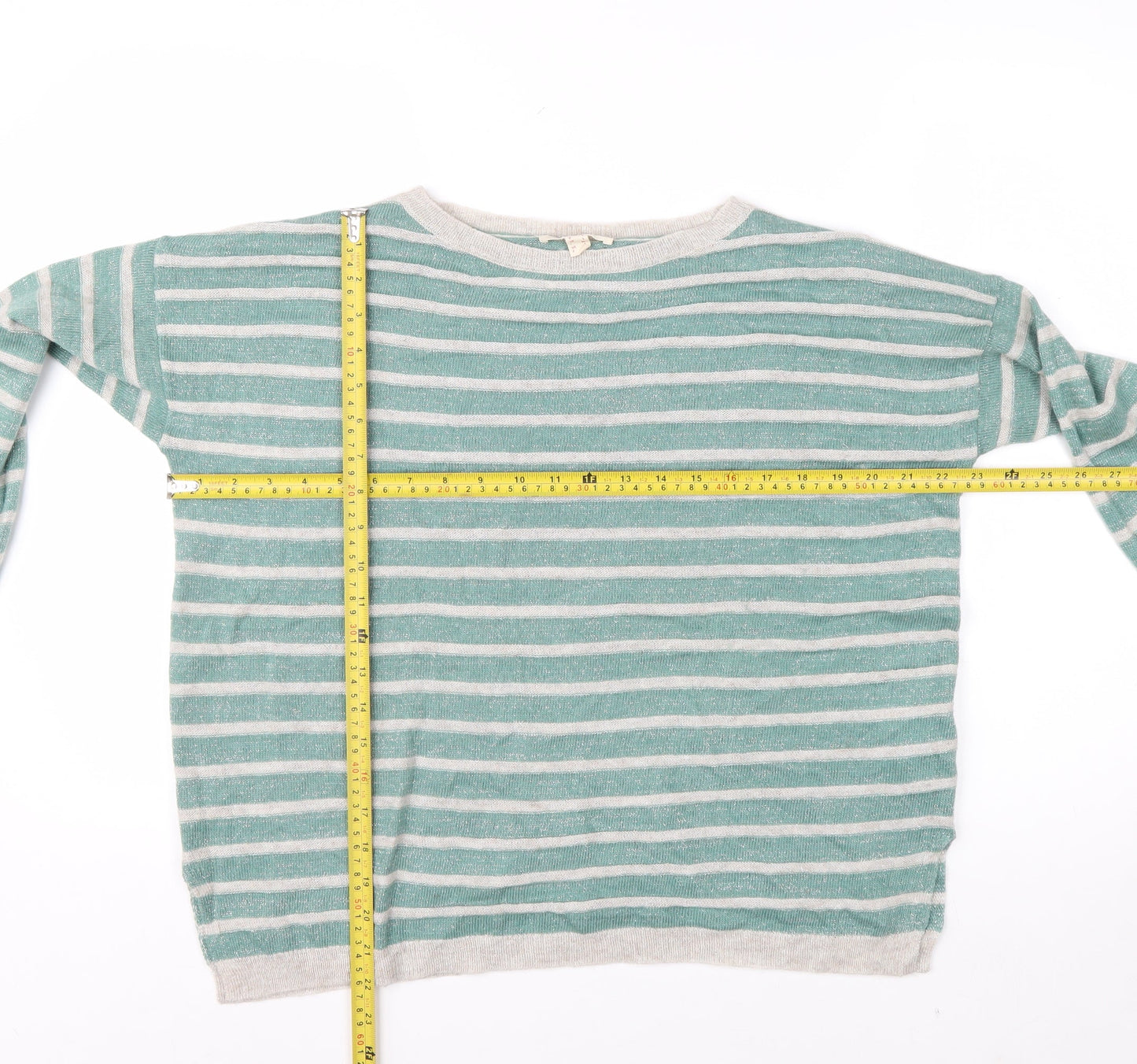 Esprit Women’s Green Striped Crew Neck Knit Jumper Size L