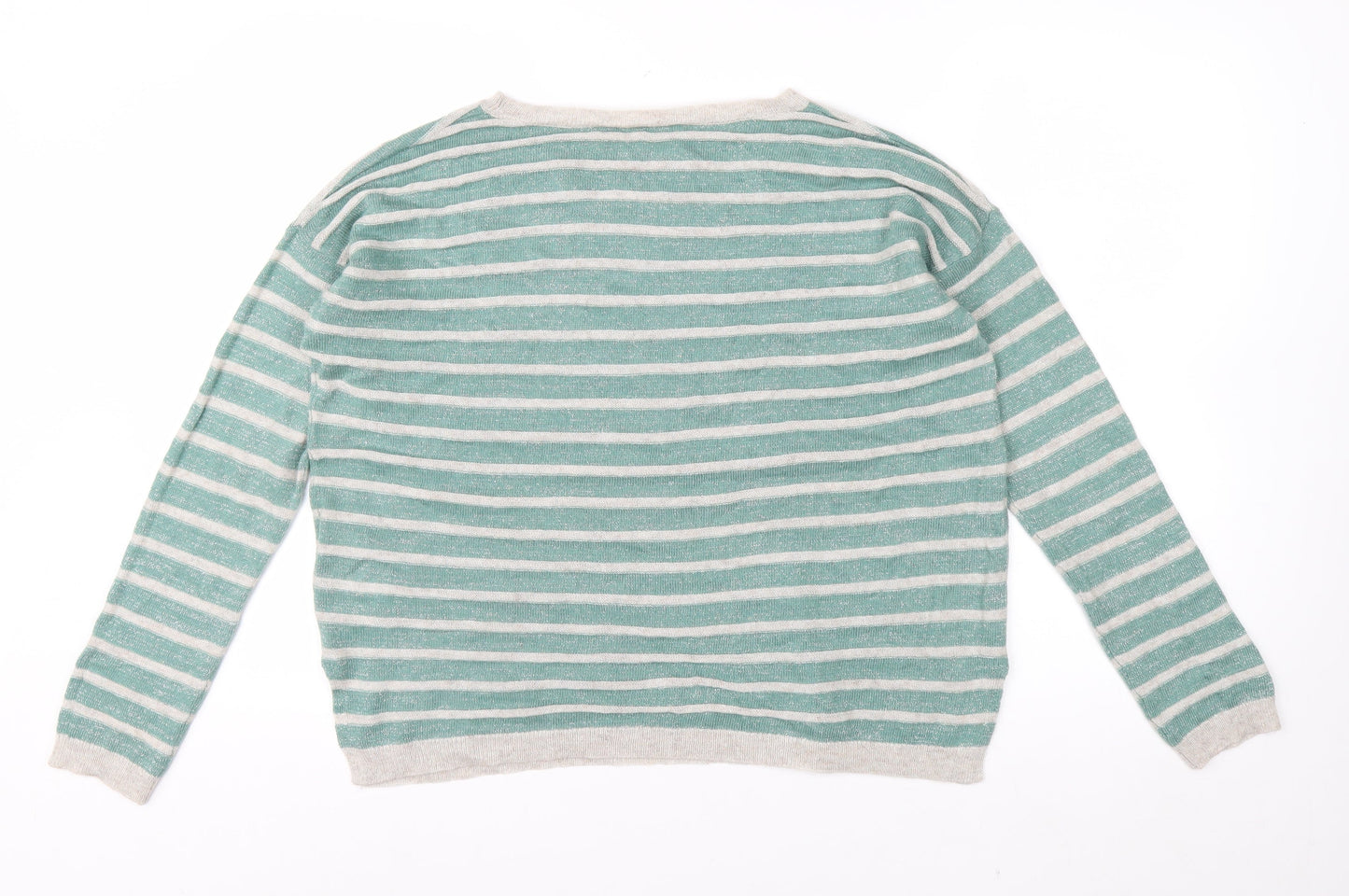 Esprit Women’s Green Striped Crew Neck Knit Jumper Size L