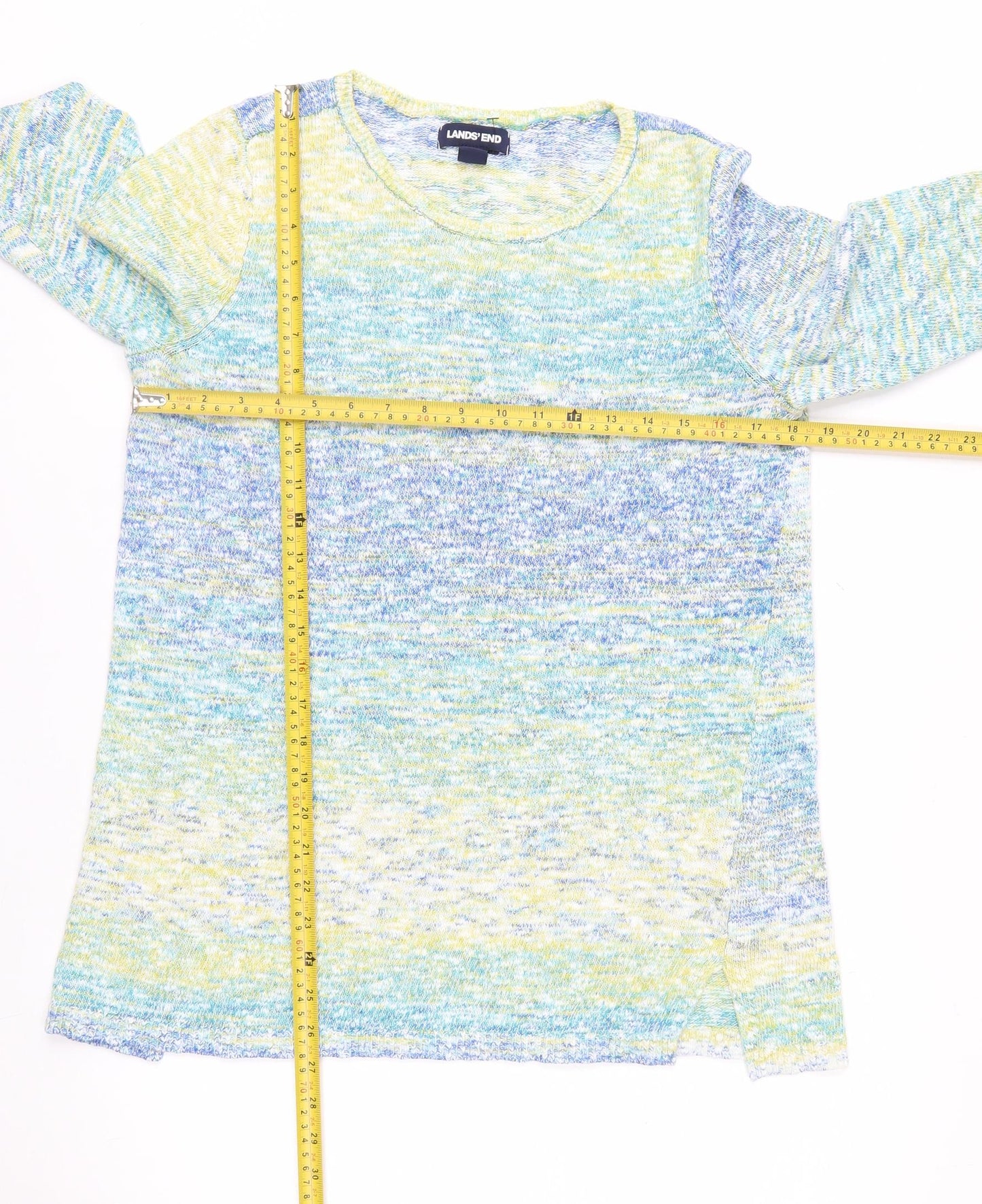Lands' End Women's Multicoloured M Knit Cotton Acrylic Pullover Jumper