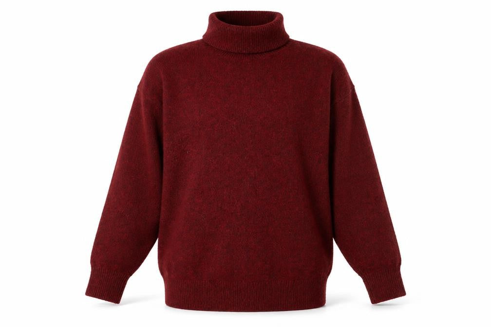 H&M Men's Red Roll Neck Wool Blend Pullover Jumper Size M