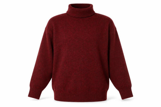 H&M Men's Red Roll Neck Wool Blend Pullover Jumper Size M