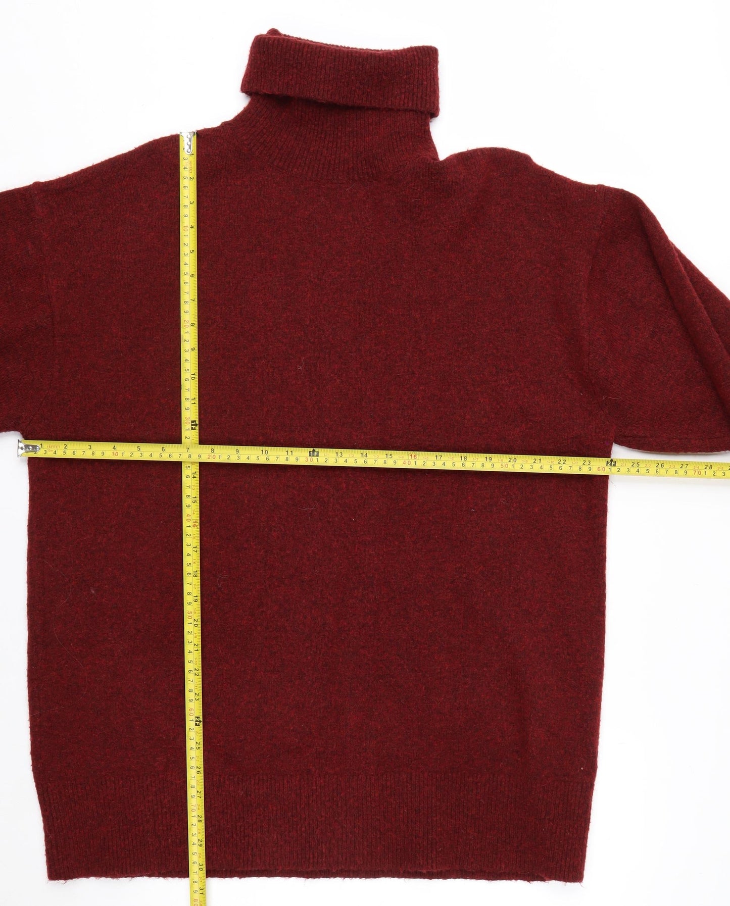 H&M Men's Red Roll Neck Wool Blend Pullover Jumper Size M