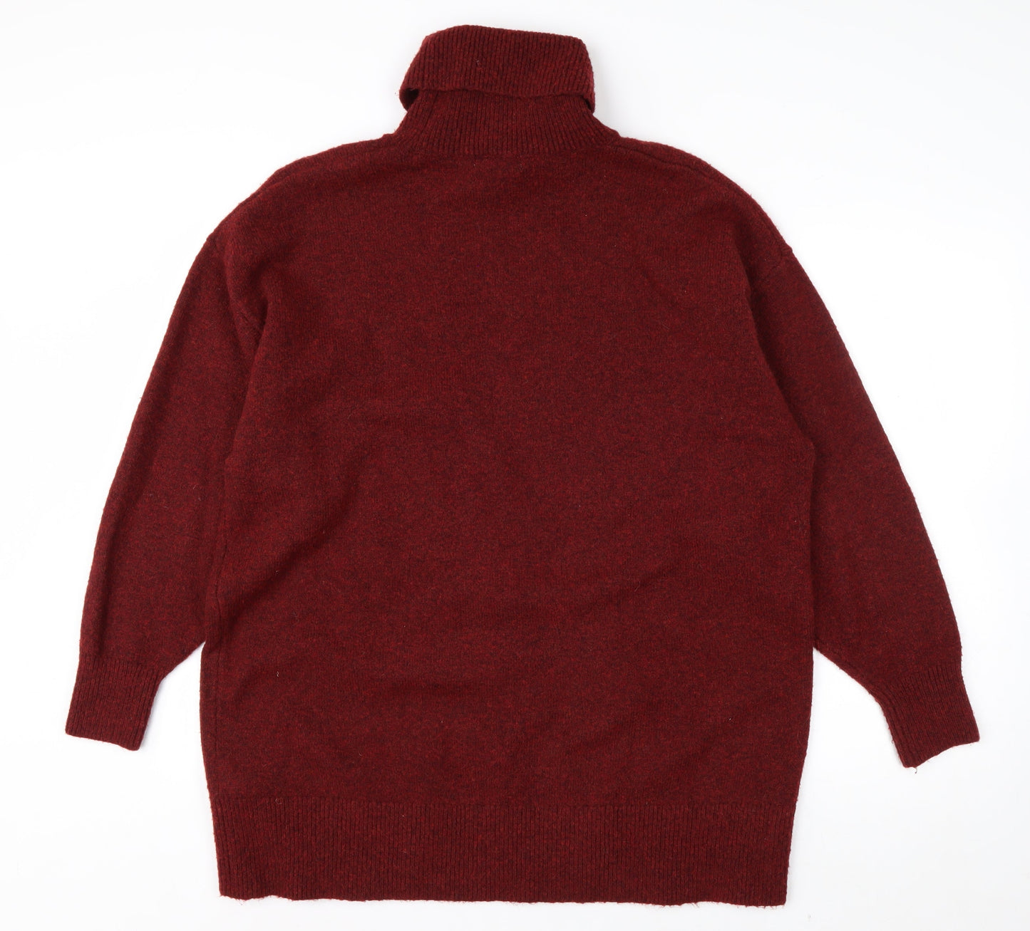 H&M Men's Red Roll Neck Wool Blend Pullover Jumper Size M
