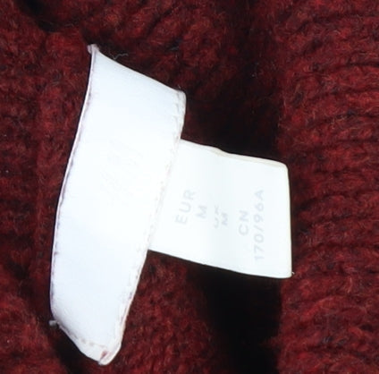 H&M Men's Red Roll Neck Wool Blend Pullover Jumper Size M