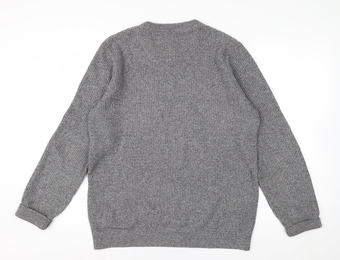 H&M Men's Grey Chunky Knit Crew Neck Pullover Jumper Size M