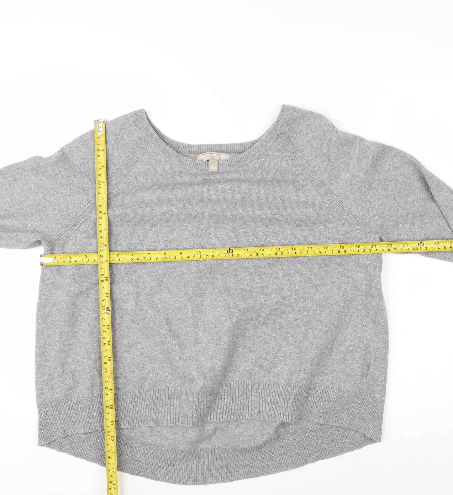 Banana Republic Womens Grey Wool Blend Crew Neck Pullover Jumper L