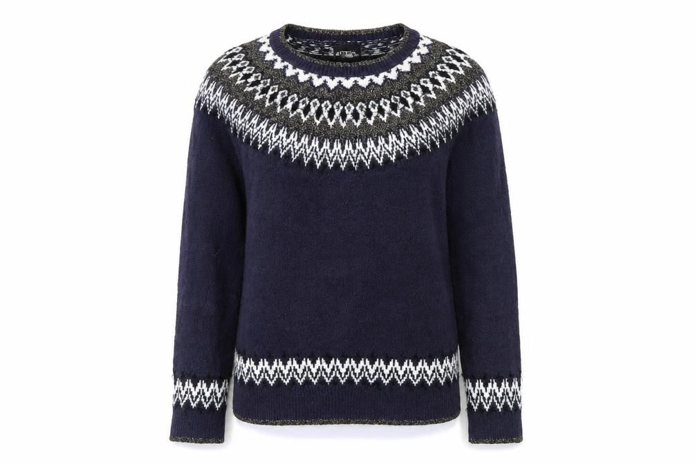 Clements Ribeiro Women’s Blue Fair Isle Knit Jumper Size 12