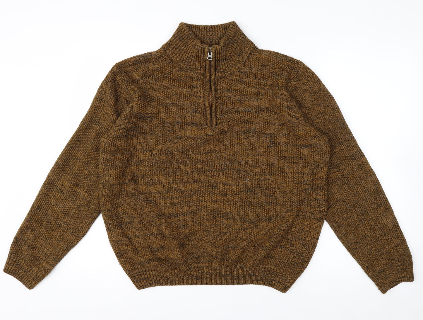 Kensington Eastside Men's Brown L 1/4 Zip High Neck Knit Jumper