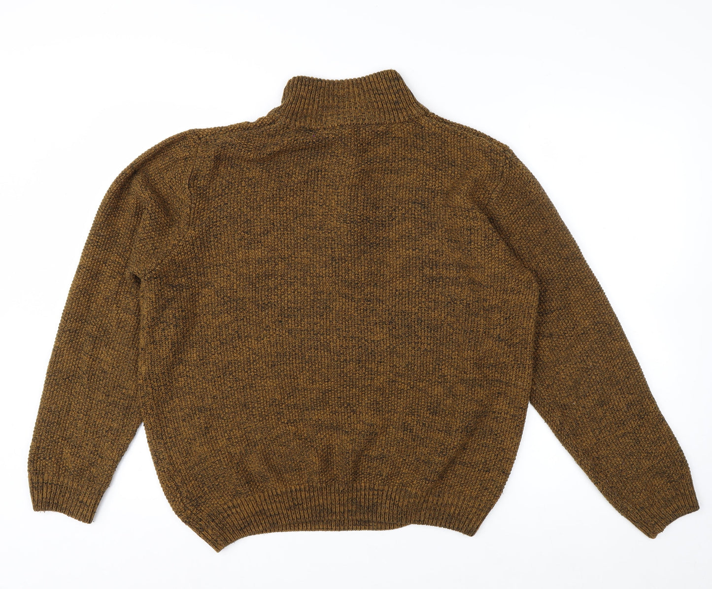 Kensington Eastside Men's Brown L 1/4 Zip High Neck Knit Jumper