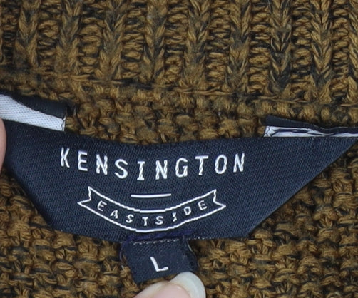 Kensington Eastside Men's Brown L 1/4 Zip High Neck Knit Jumper