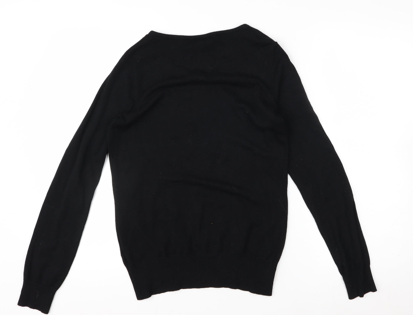 Wallis Petite Black Colourblock Studded Long Sleeve Blouse Size 10