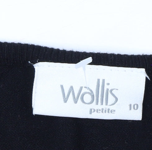 Wallis Petite Black Colourblock Studded Long Sleeve Blouse Size 10