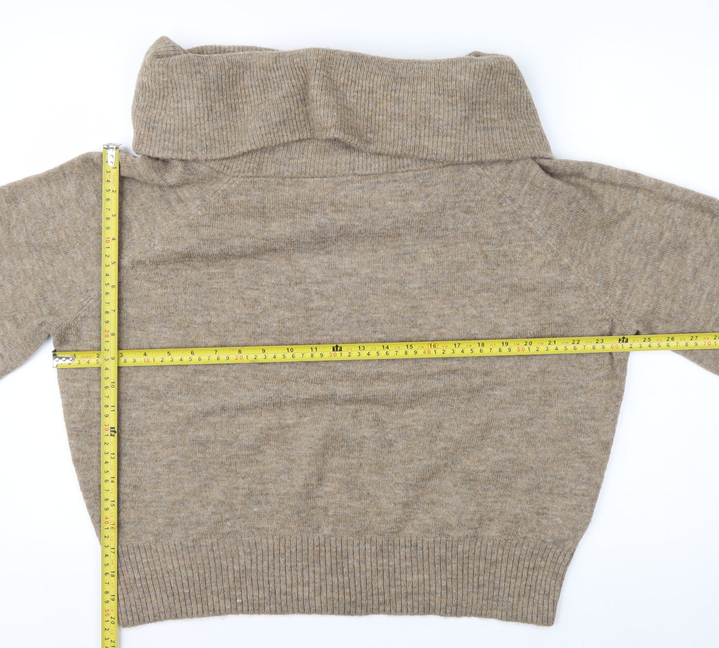 H&M Women Beige Cowl Neck Long Sleeve Pullover Jumper Size M