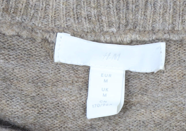 H&M Women Beige Cowl Neck Long Sleeve Pullover Jumper Size M