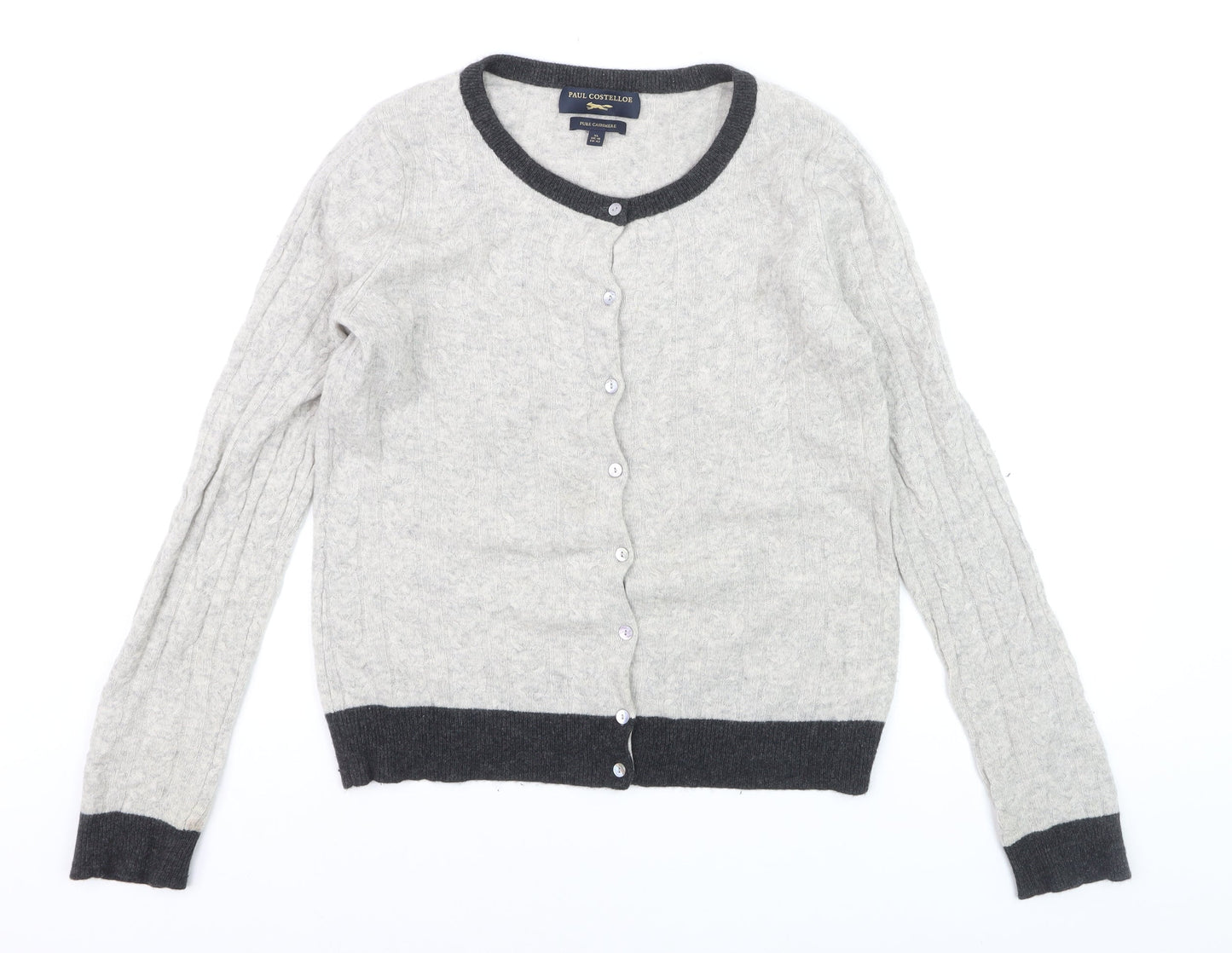Paul Costelloe Women’s Grey 100% Cashmere Cardigan Size 16
