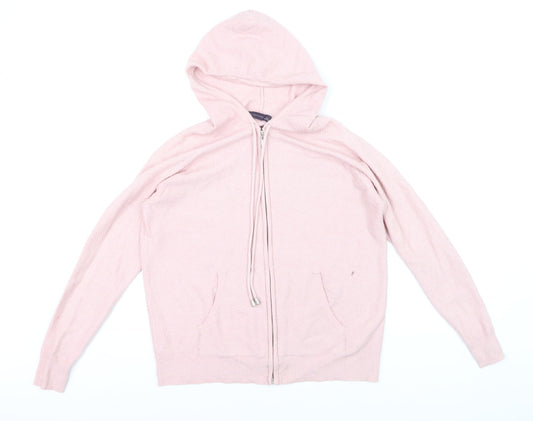 Preloved Marks and Spencer Women Pink Small Full Zip Hooded Sweatshirt - Front