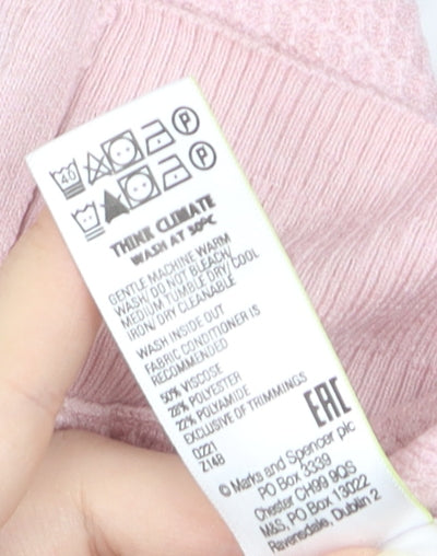 Marks and Spencer Women Pink Small Full Zip Hooded Sweatshirt