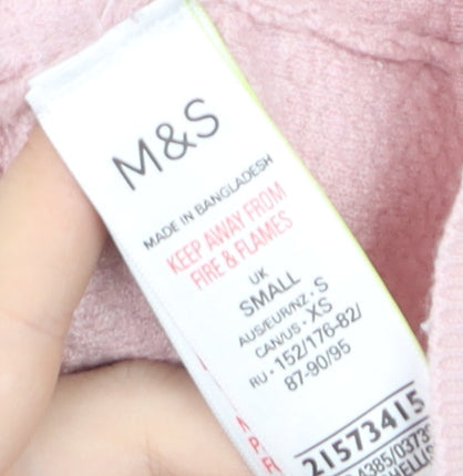 Marks and Spencer Women Pink Small Full Zip Hooded Sweatshirt