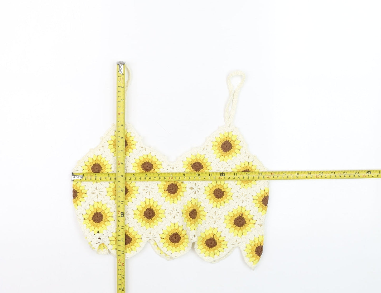 High Spirits Women's Yellow Crochet Sunflower Camisole Top Size 8