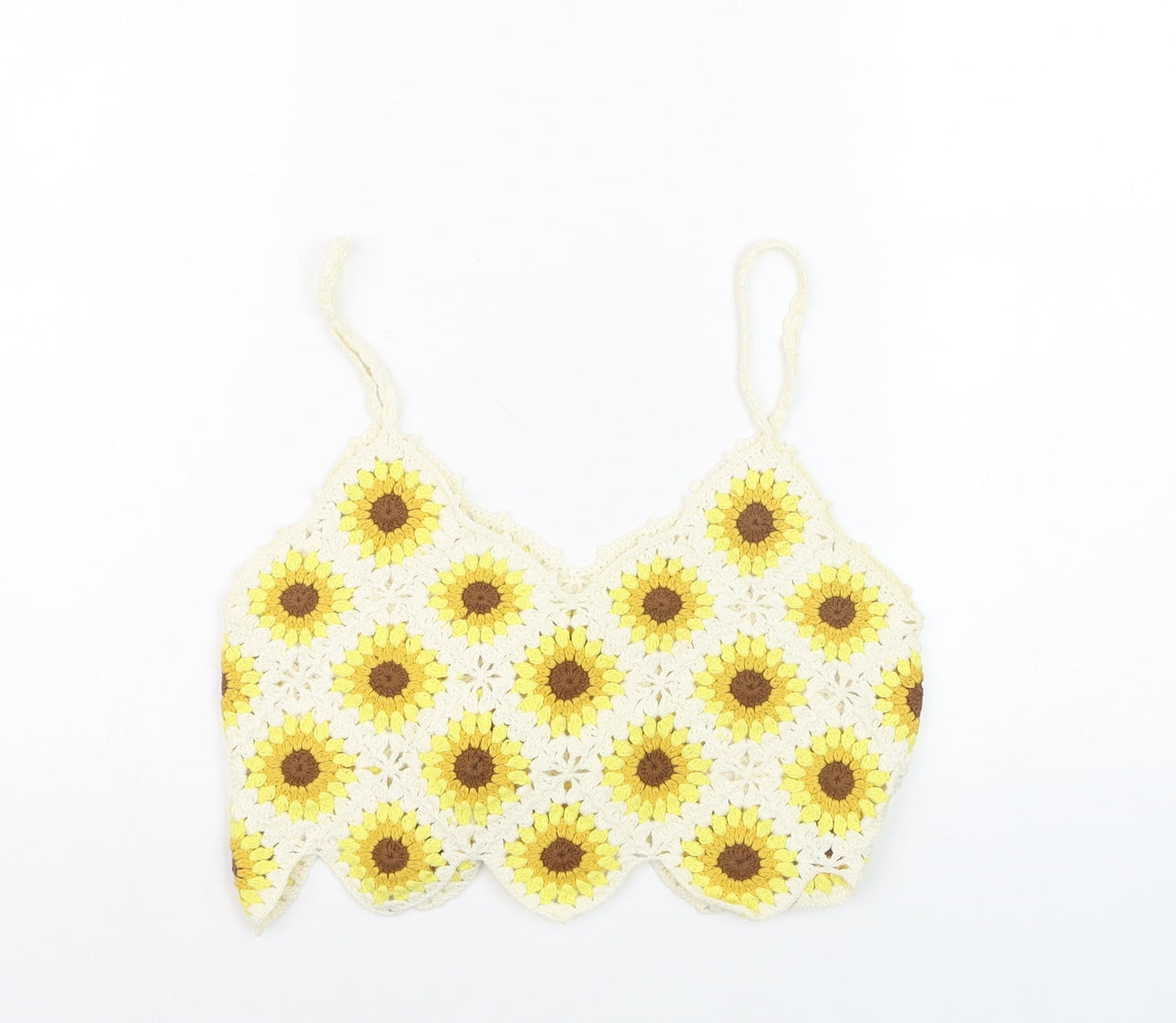 High Spirits Women's Yellow Crochet Sunflower Camisole Top Size 8