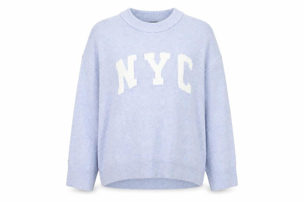 New Look Women's Blue NYC Crew Neck Knit Pullover Jumper Size M