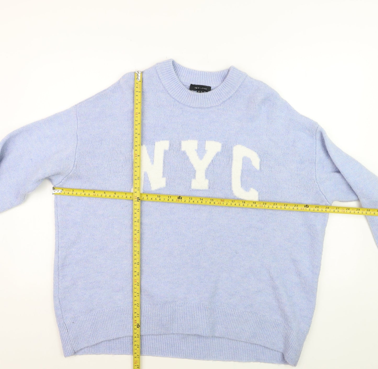 New Look Women's Blue NYC Crew Neck Knit Pullover Jumper Size M