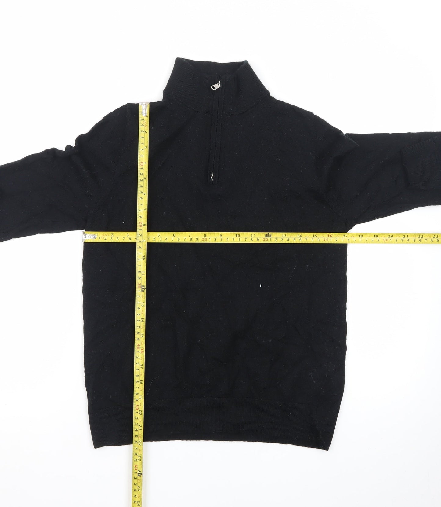 Marks and Spencer Autograph Men’s Black Merino Wool Half Zip Jumper M
