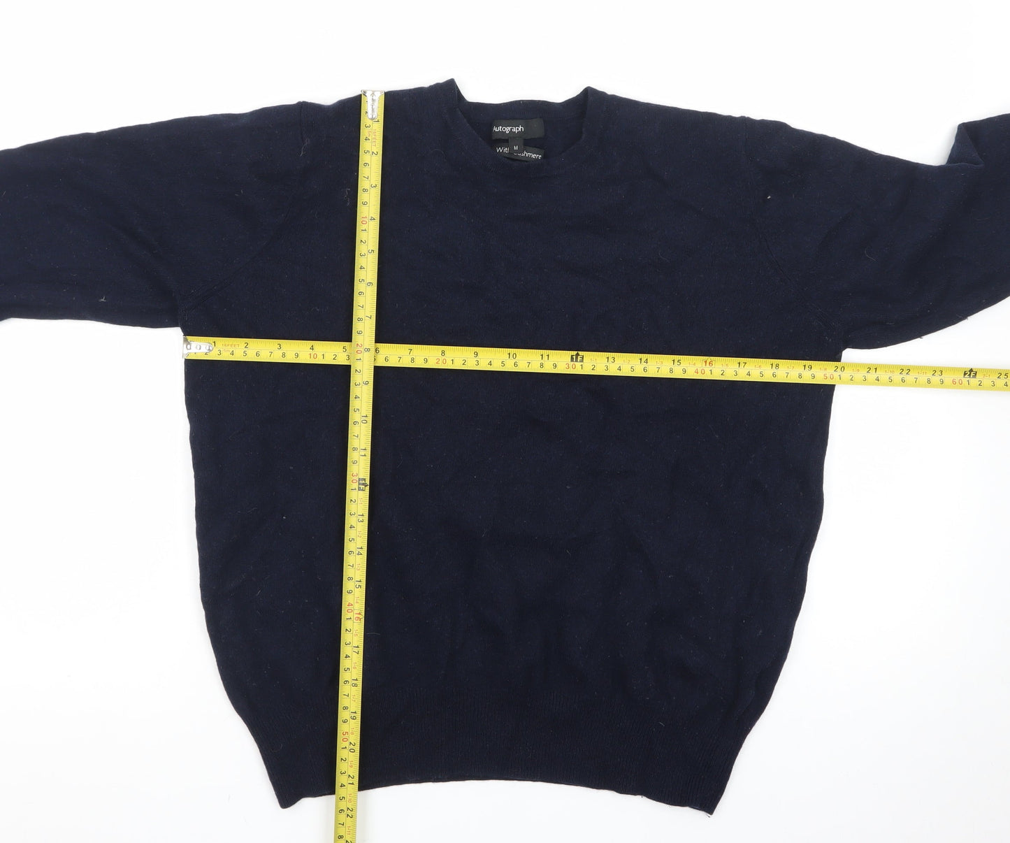 Marks and Spencer Women's Blue Wool Crew Neck Jumper M
