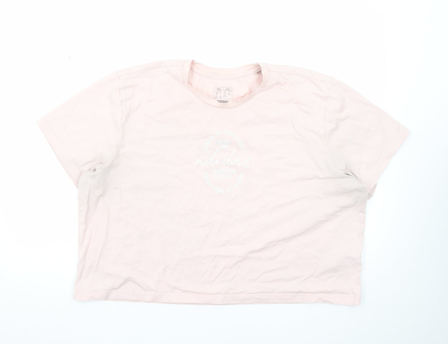 Adidas Women's Pink 2XL Basic Crew Neck Logo T-Shirt