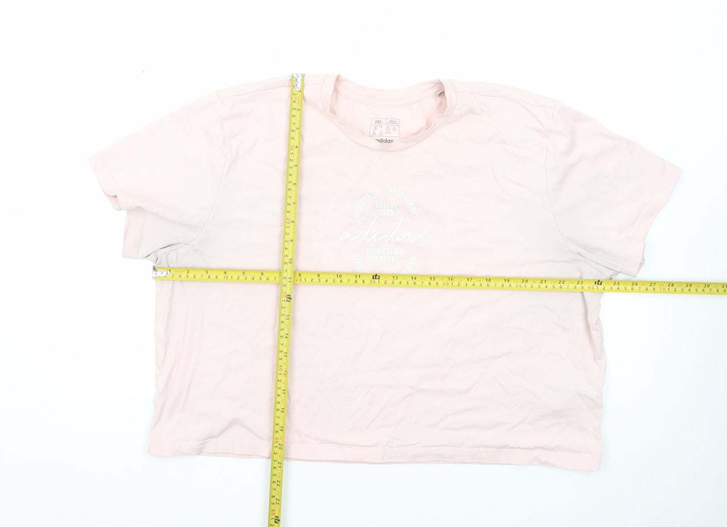 Adidas Women's Pink 2XL Basic Crew Neck Logo T-Shirt