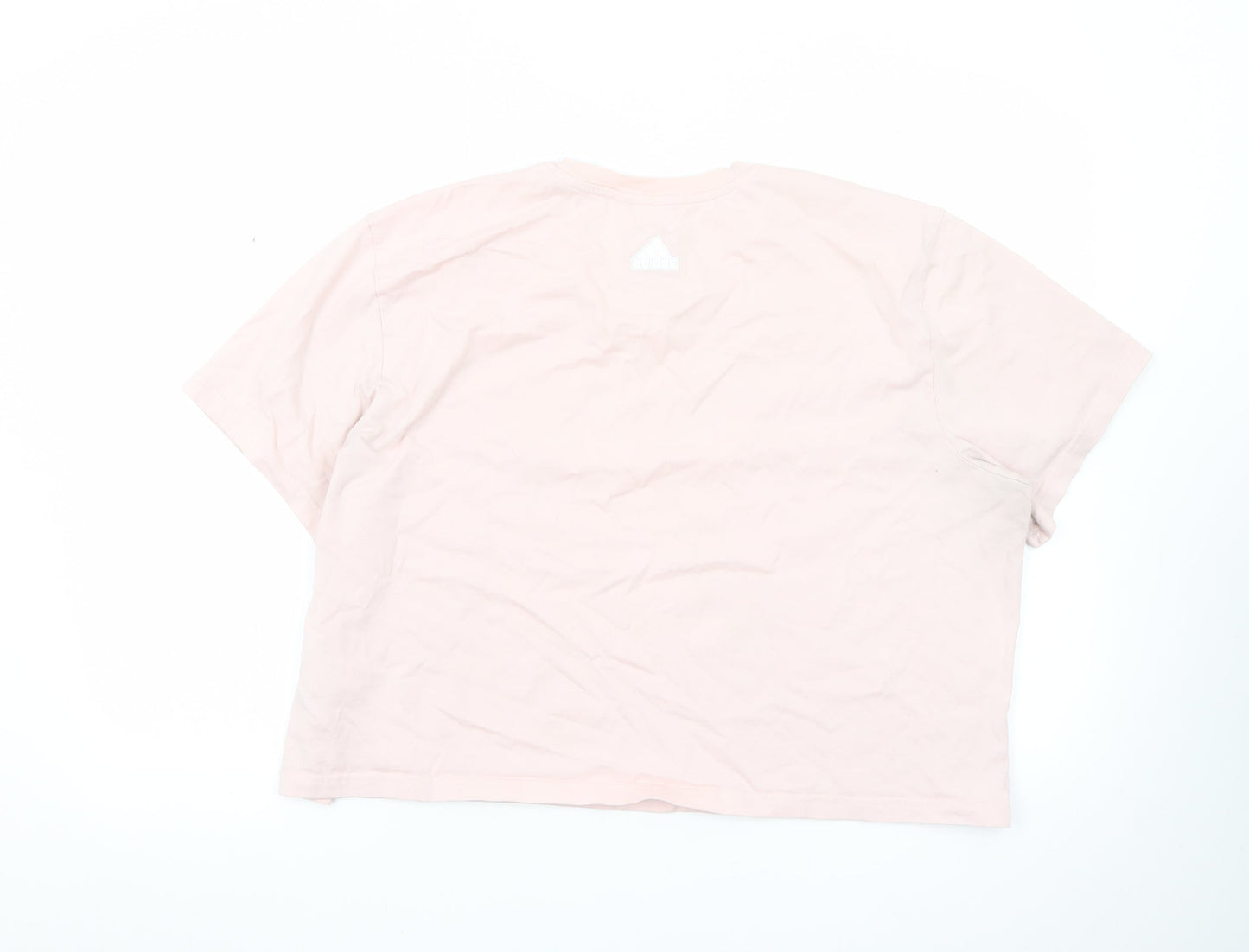 Adidas Women's Pink 2XL Basic Crew Neck Logo T-Shirt