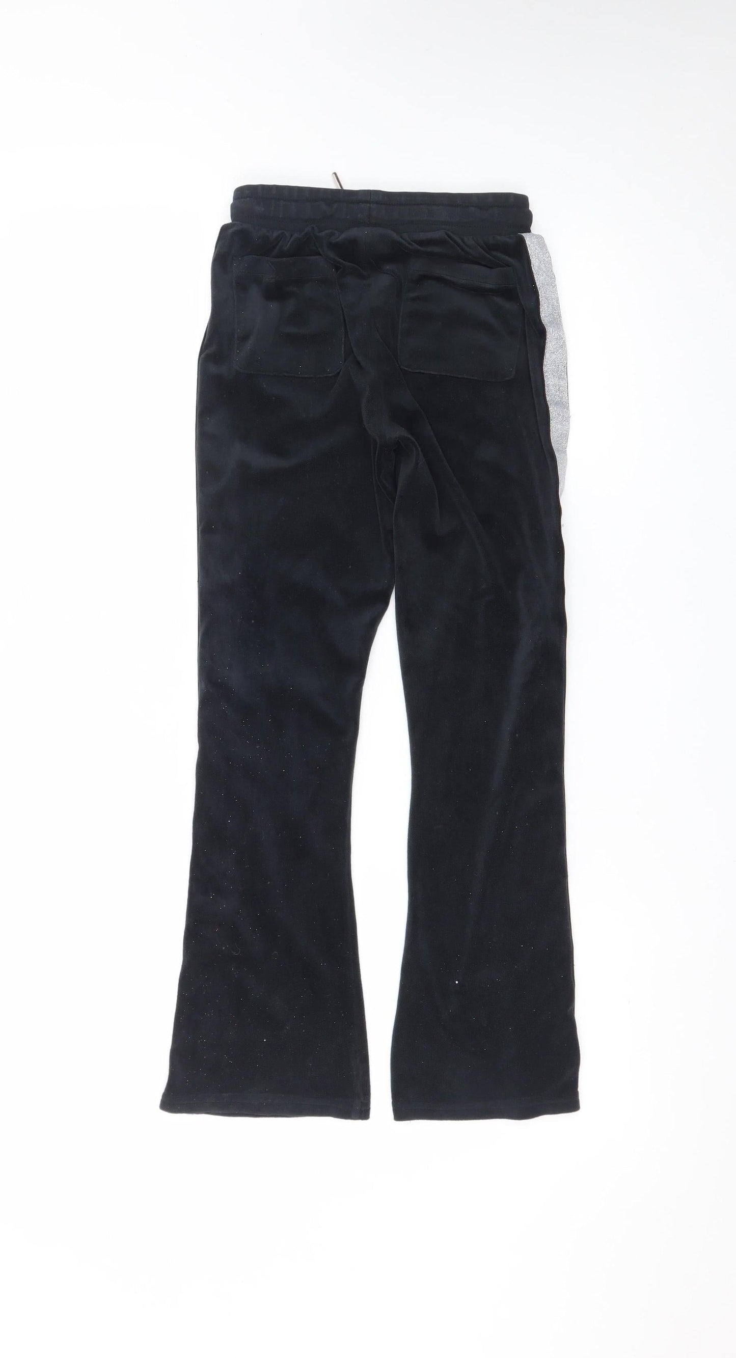 Juicy Couture Girls Black Velour Jogger Trousers Age 9/10 with Sparkle Trim