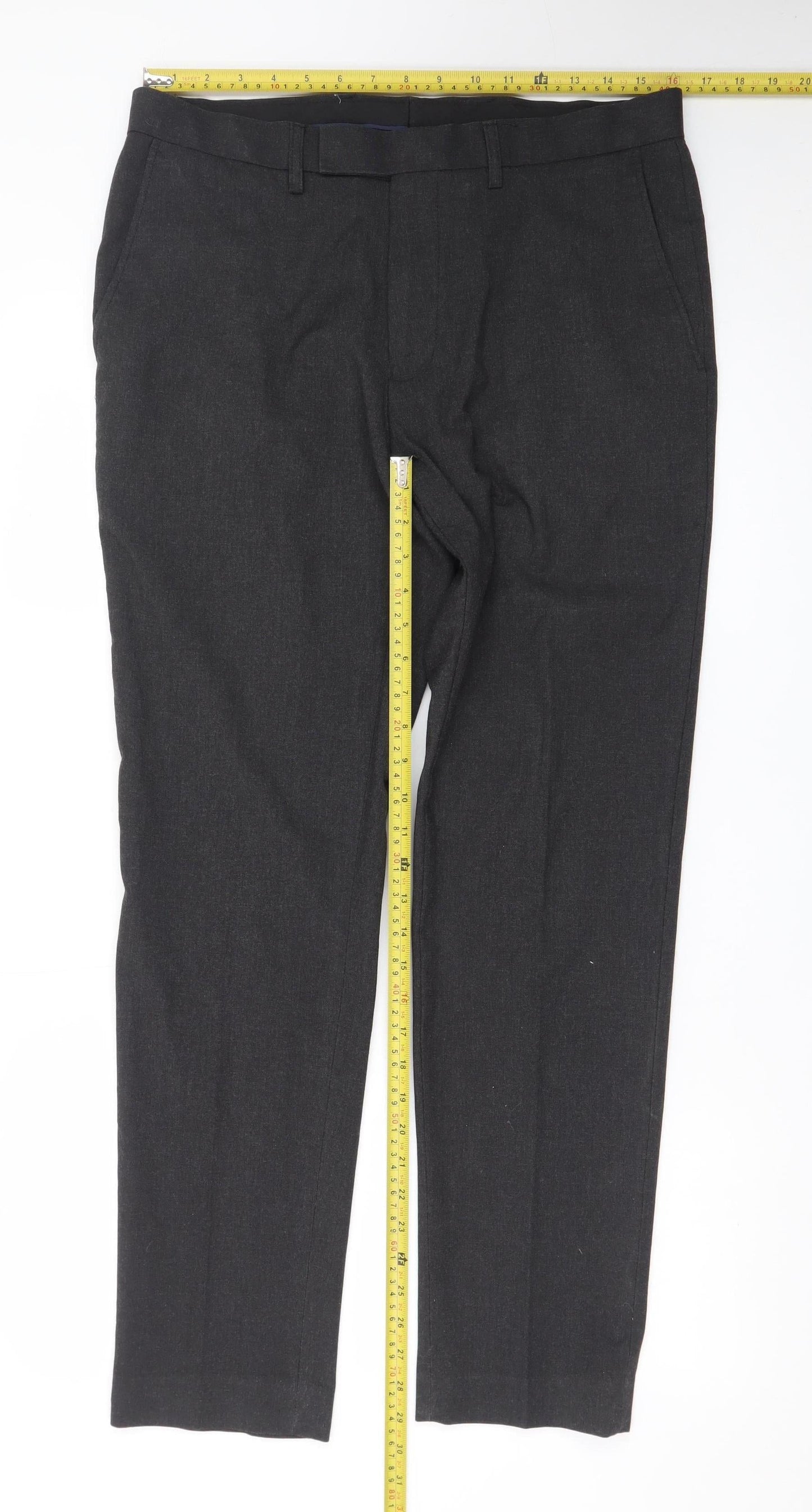 Moss 1851 Men's Black 34in Tailored Fit Dress Pants Trousers