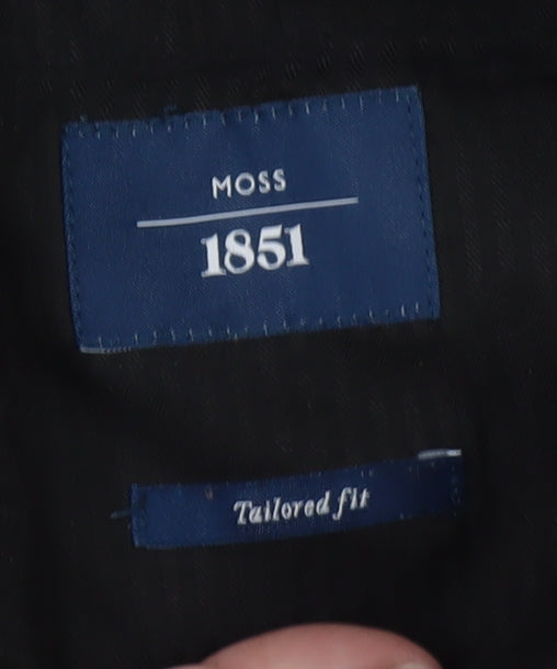 Moss 1851 Men's Black 34in Tailored Fit Dress Pants Trousers