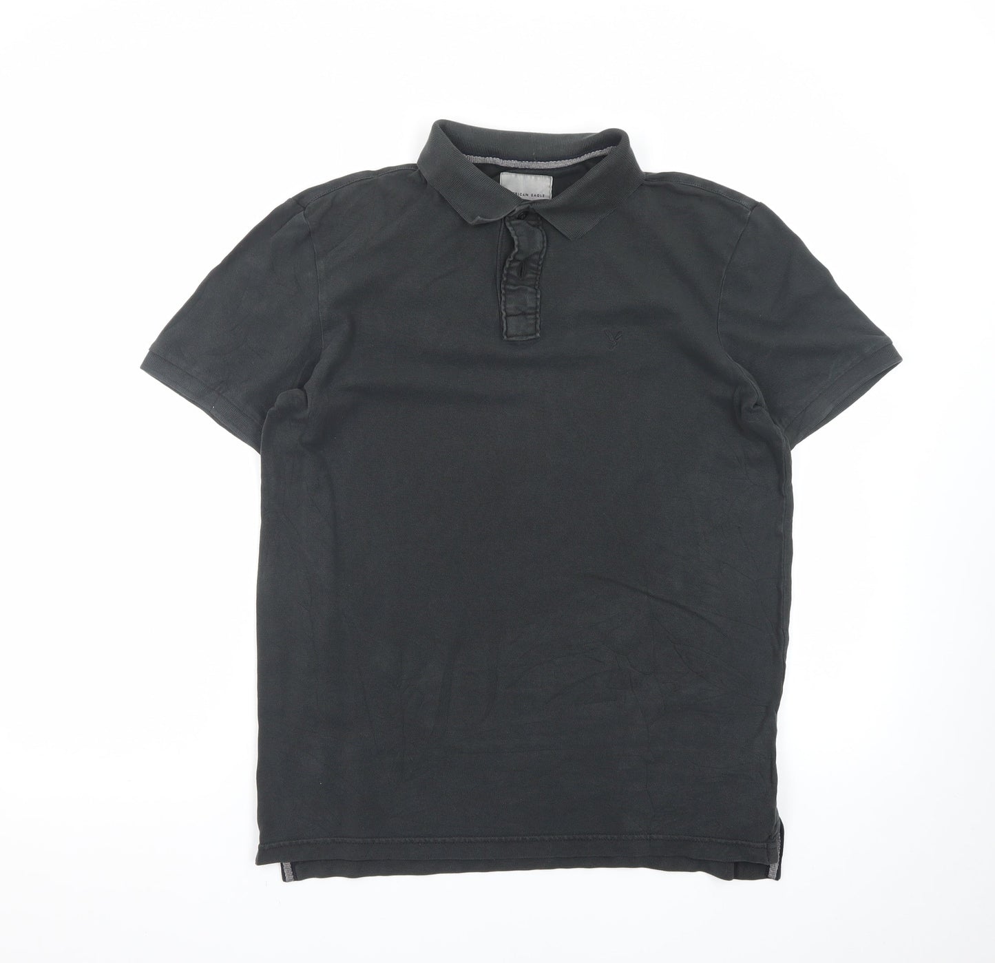 American Eagle Men’s Black Super Soft Cotton Polo Shirt Size S
