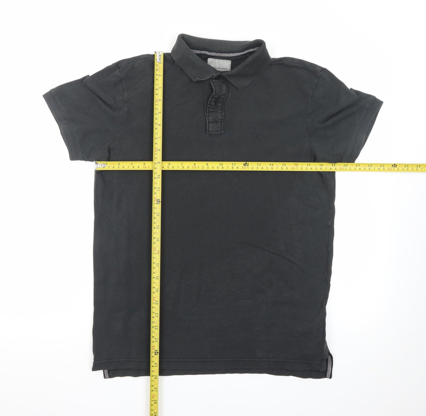 American Eagle Men’s Black Super Soft Cotton Polo Shirt Size S