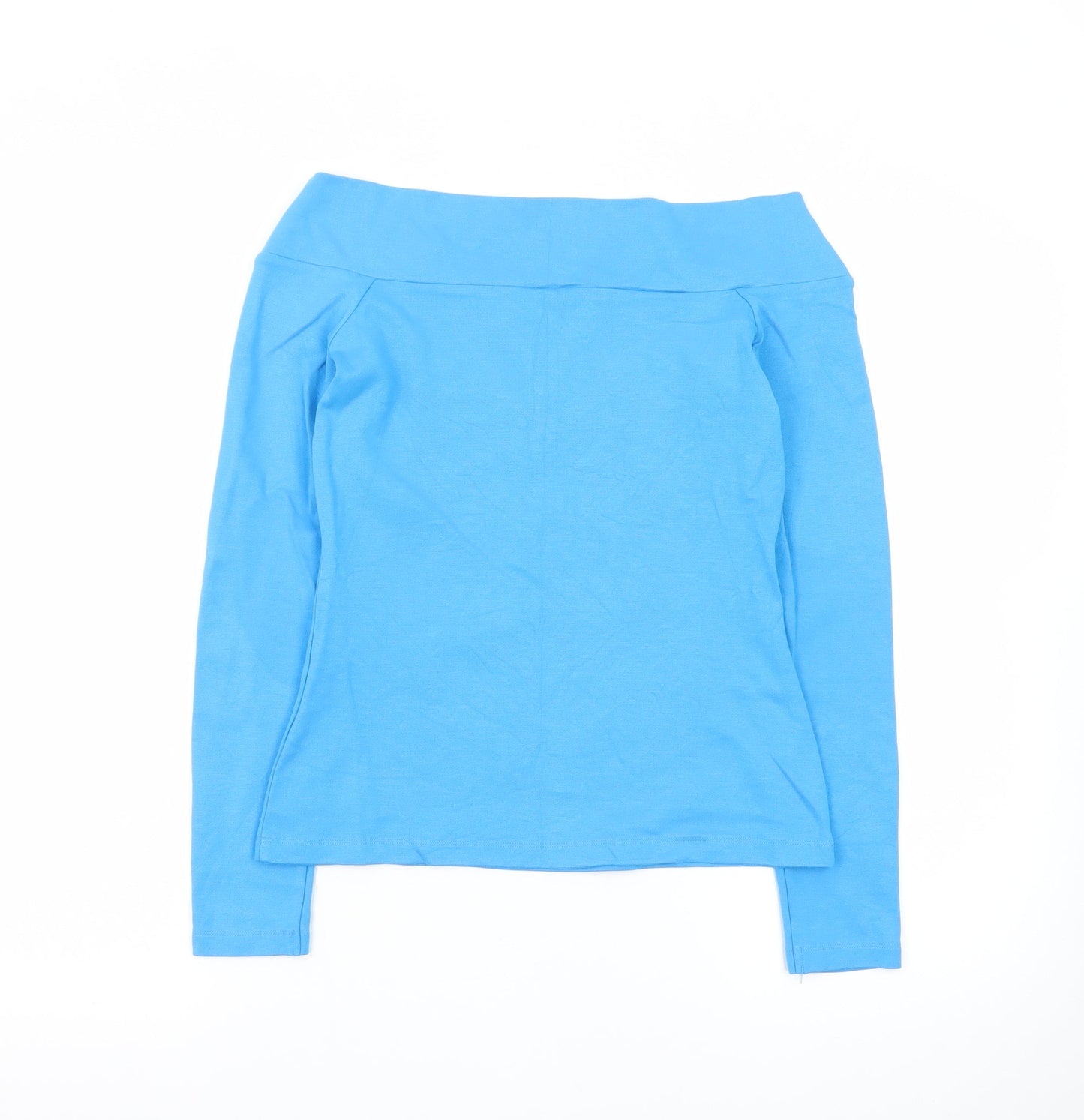 Karen Millen Women's Blue Off Shoulder Long Sleeve Jersey Blouse UK 10