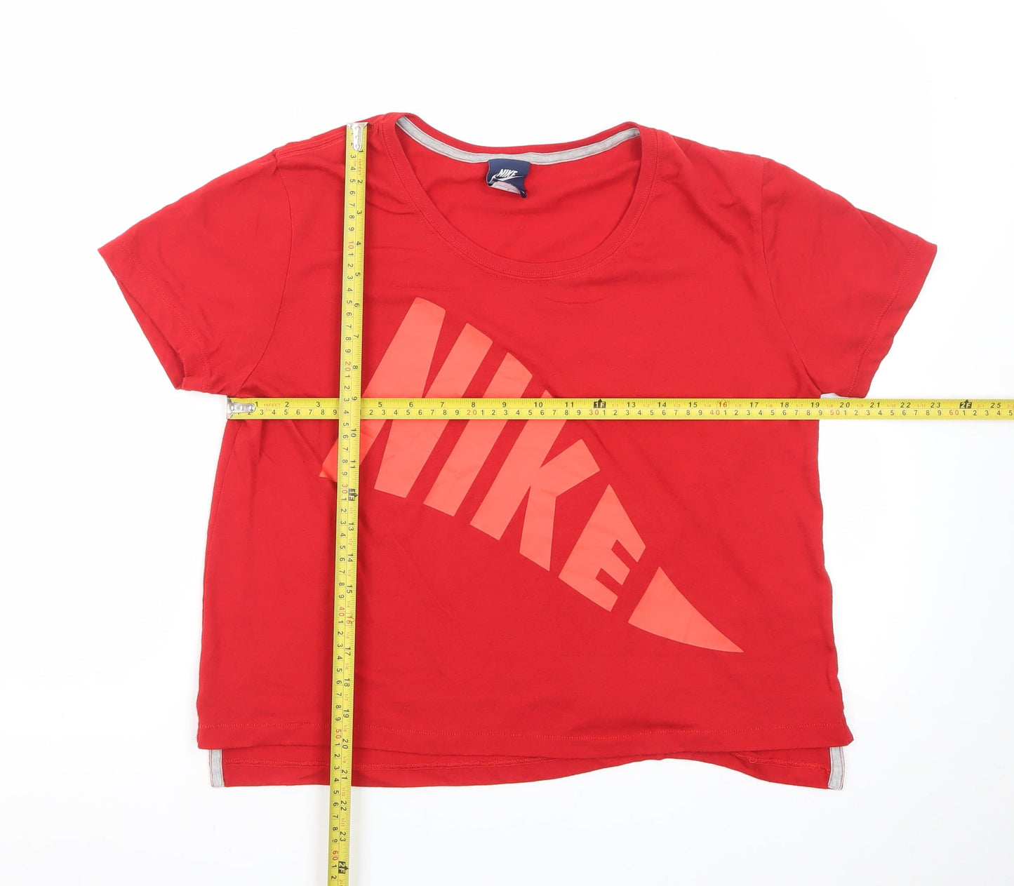 Nike Men's Red Short Sleeve Sports Logo Cotton T-Shirt Size S