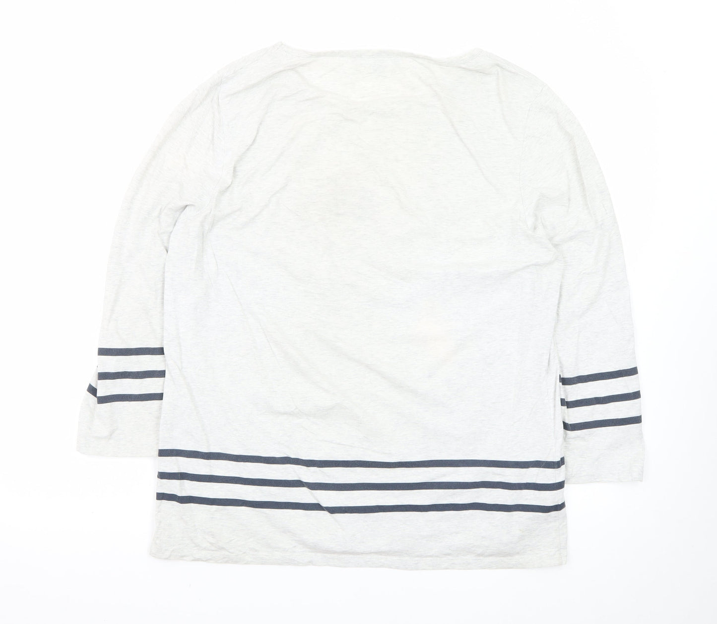Laura Ashley Women’s White Striped Bicycle Floral 3/4 Sleeve Cotton T-Shirt Size 16