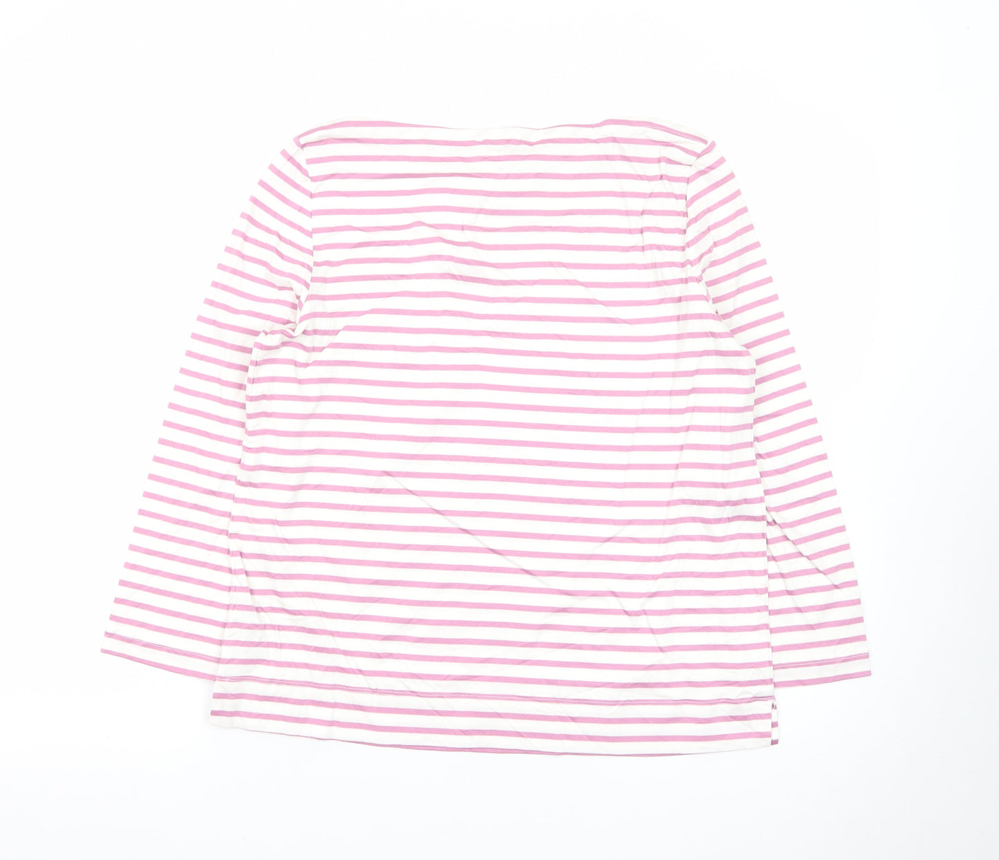 Jaeger Womens Pink White Striped Cotton Long Sleeve T-Shirt Size 12