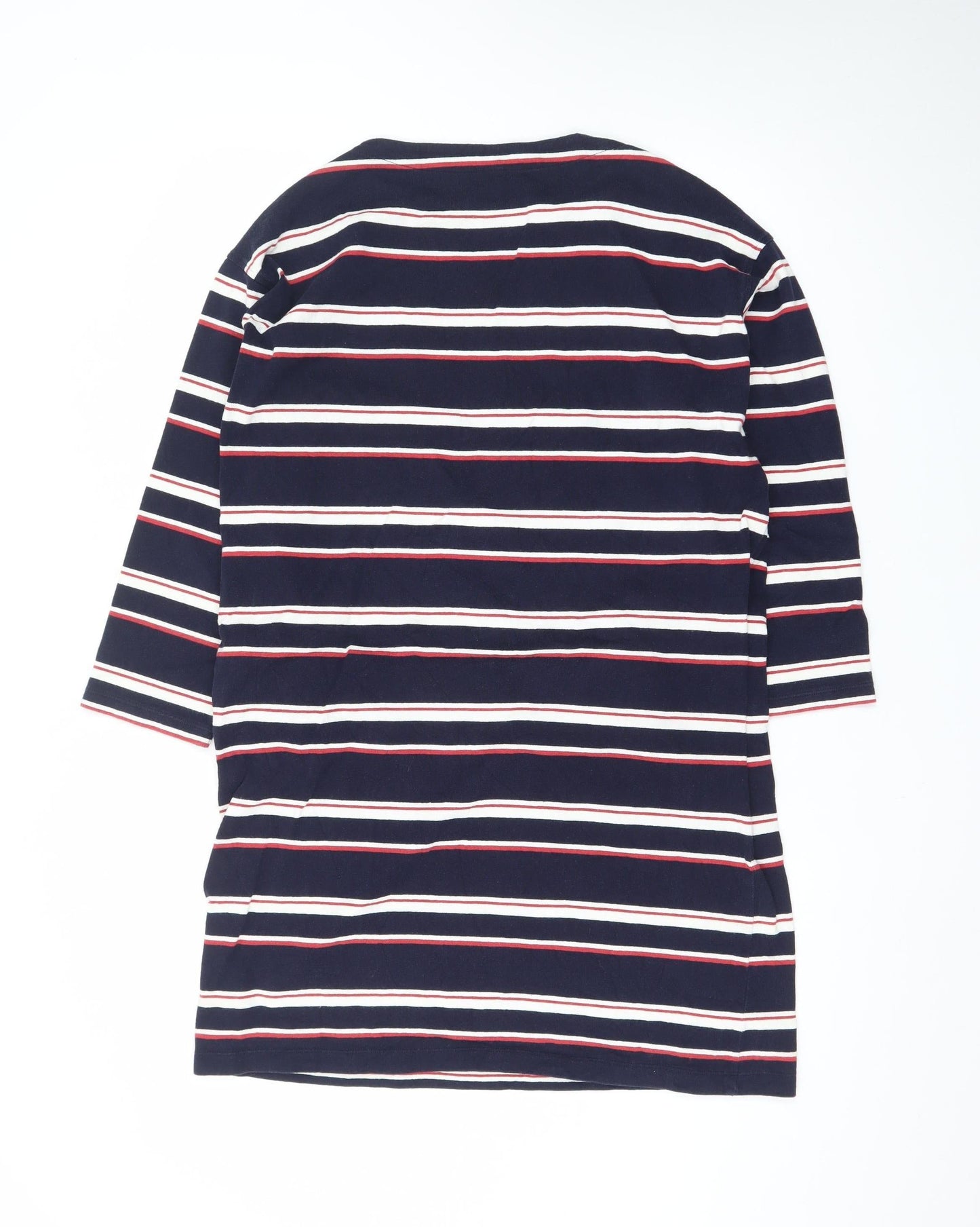Uniqlo Women Blue Striped T-Shirt Dress L Nautical Casual