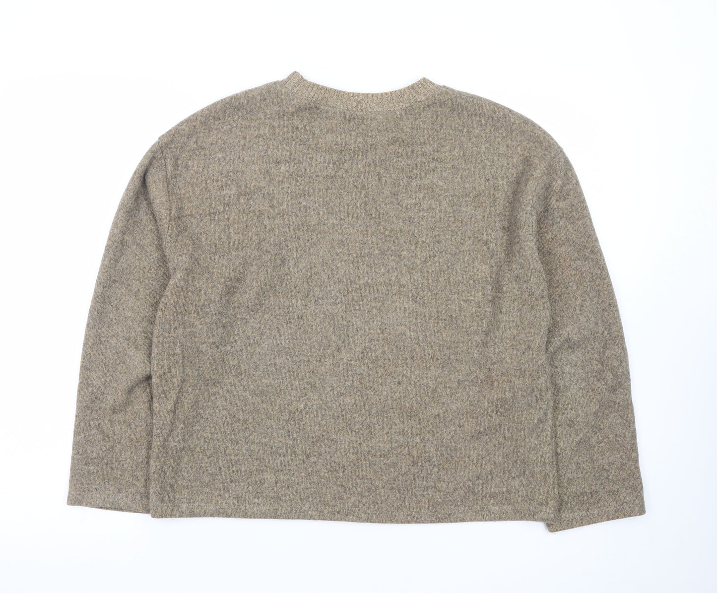 ZARA Women Beige Wool Blend Crew Neck Pullover Jumper Medium
