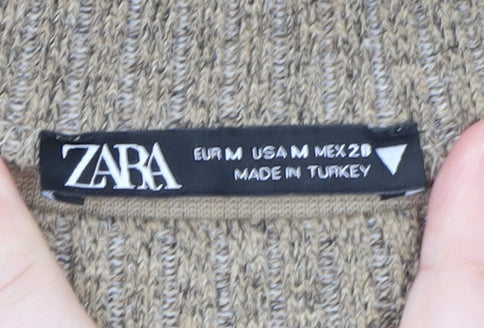 ZARA Women Beige Wool Blend Crew Neck Pullover Jumper Medium