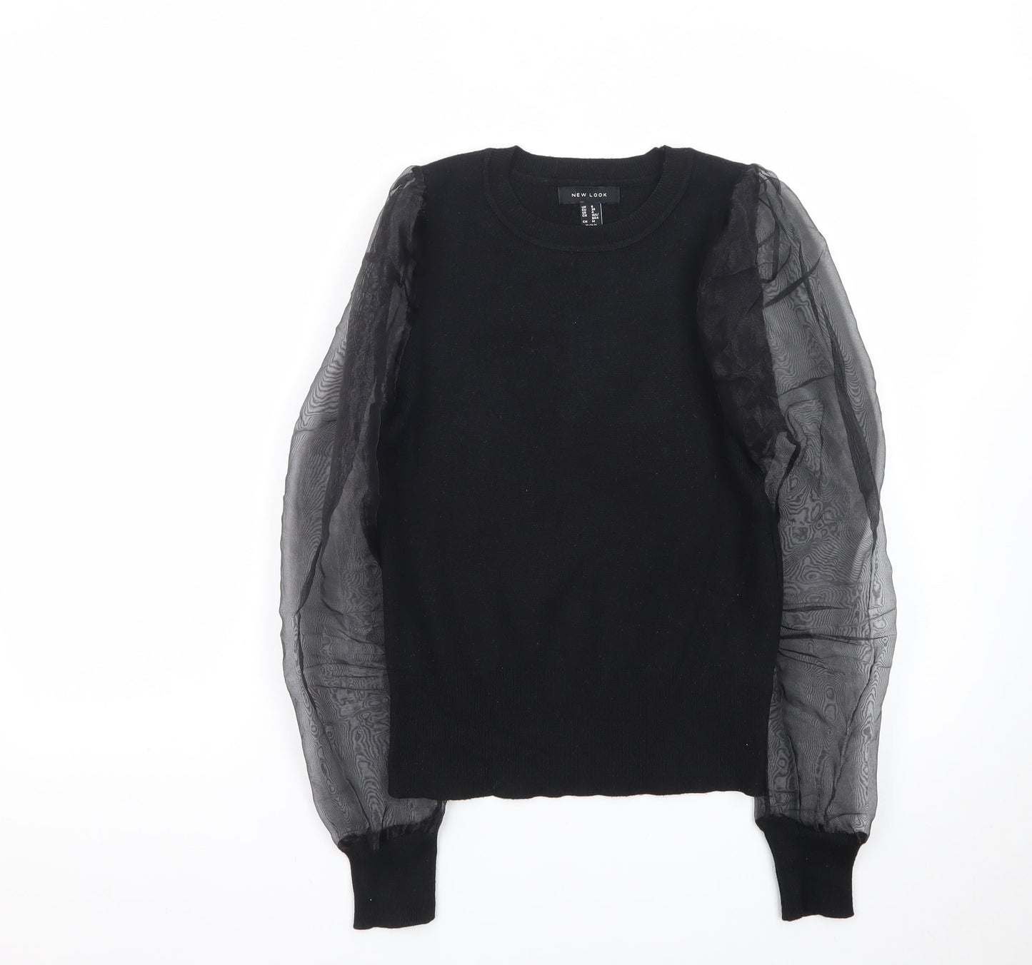 New Look Women’s Black Puff Sleeve Crew Neck Jumper Size 8