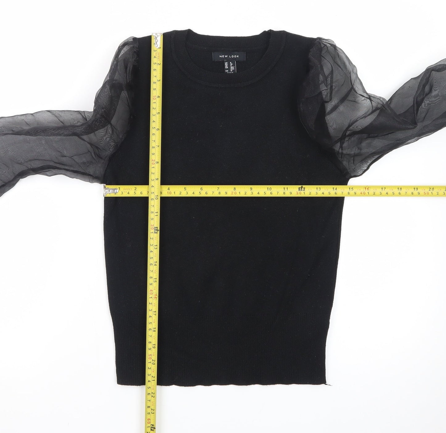 New Look Women’s Black Puff Sleeve Crew Neck Jumper Size 8