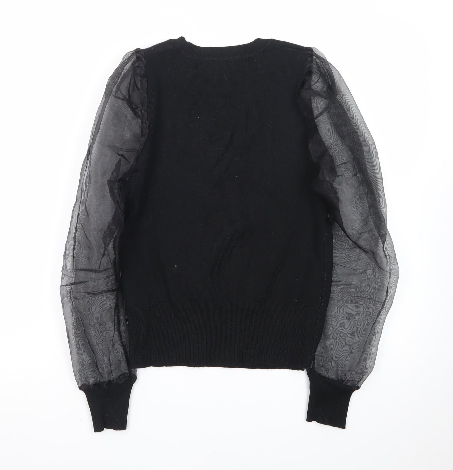 New Look Women’s Black Puff Sleeve Crew Neck Jumper Size 8