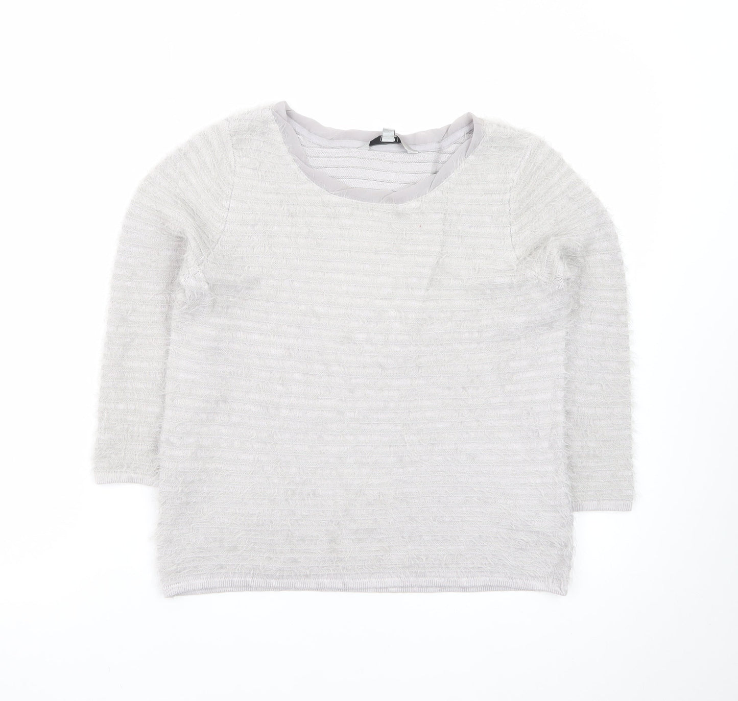 Coast Women’s Grey Scoop Neck 3/4 Sleeve Pullover Jumper Size S