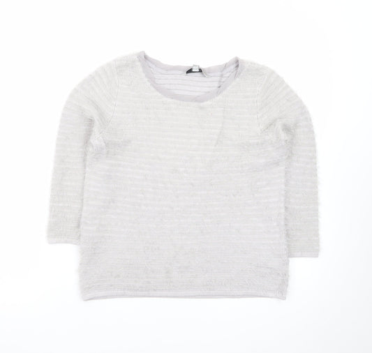 Coast Women’s Grey Scoop Neck 3/4 Sleeve Pullover Jumper Size S